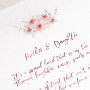 Poema escrito a mano para hija, caligrafía personalizada, regalo de Navidad para mamá, verso para madre e hija, poema para mamá, regalo para mamá primeriza, agradecimiento a la madre