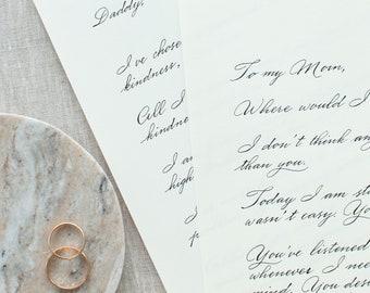 Lettera scritta a mano ai genitori Servizio di calligrafia personalizzata Calligrafia con poesia per matrimonio Lettera personalizzata per il giorno del matrimonio a mamma e papà Busta con sigillo di ceralacca