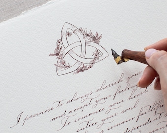 Custom Calligraphy Service Trinity Knot Blessing Irish Handwritten Wedding Vow Letter Calligraphy Custom Anniversary Gift Relationship Gift