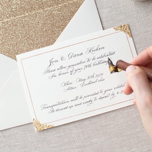 Invitación de caligrafía manuscrita Invitación de boda personalizada Invitación de servicios de caligrafía Evento de activación de marca estacionaria de caligrafía