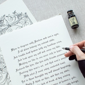 Caligrafía personalizada Letras en inglés antiguo Caligrafía de poemas escritos a mano Impresión personalizada Letras góticas Servicio de caligrafía de escritura en inglés antiguo