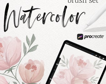 Watercolor Brushes for Procreate, Digital Brush Set (6 Brushes)