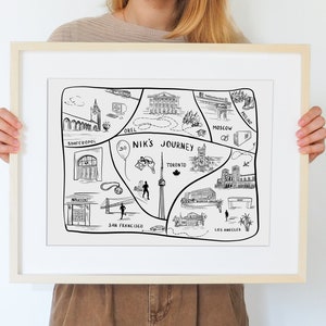 Dessin personnalisé de l'étape marquante du 50e anniversaire Illustration de votre souvenir préféré Chronologie de la carrière Chronologie personnalisée des 50 ans Impression du travail à vie