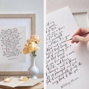 Cita de caligrafía dibujada a mano, caligrafía personalizada, carta de amor, póster en pergamino, impresión de acuarela, cita neutra escrita a mano, arte de pared