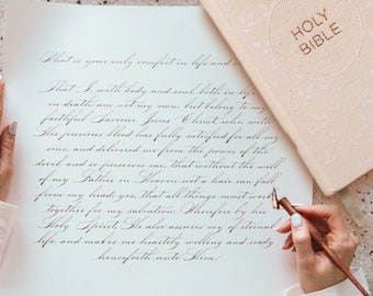 Scrittura scritta a mano personalizzata Scrittura scritta a mano Versetto della Bibbia Lettering Calligrafia Lettera scritta a mano personalizzata Preghiera del Signore Arte Calligrafia biblica