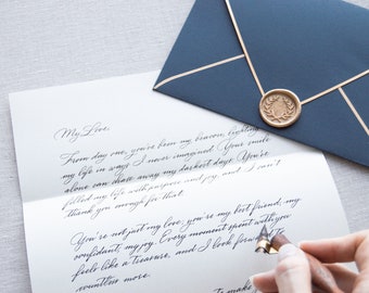 Custom Calligraphy Letter, Handwritten with Wax Seal