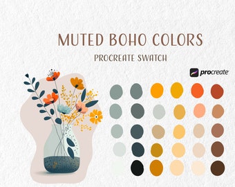 Procreate Color Palette Set Digital Palette Bohemian Color Scheme Palette Boho Branding Design Palette Procreate Gradient Swatch Muted Boho
