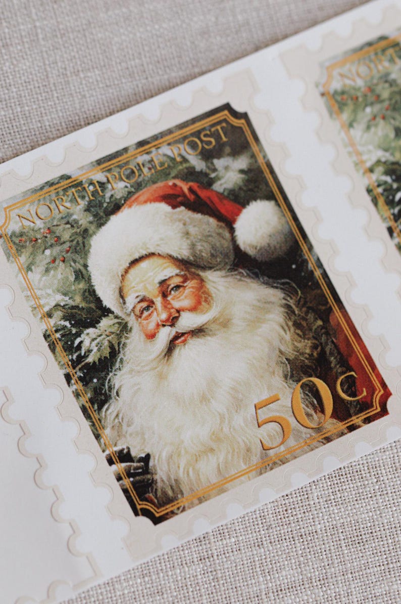 Christmas Stamp Santa Letter Stamp Sticker Christmas Santa Postal Mark Santa Postal Stamp Santa Mail Stamp Vintage North Pole Post Stamp