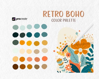 Procreate Color Palette Set Digital Art Palette Retro Boho Scheme Vintage Color Palette Bohemian Color Palette Procreate Swatch Color Set