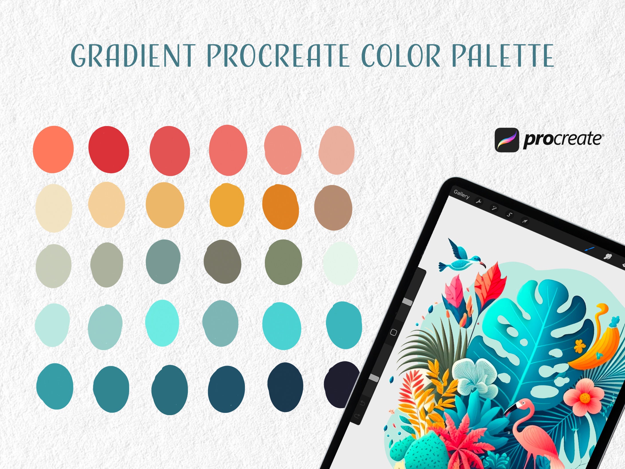 Procreate Color Palette Tropical Color Scheme Branding Design Palette
