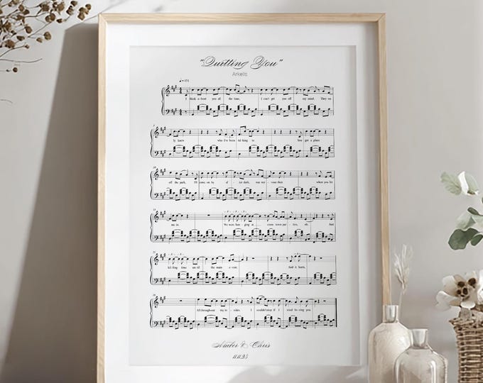 Personalized Song Sheet Music Art, Framed Wedding Song Lyrics Print