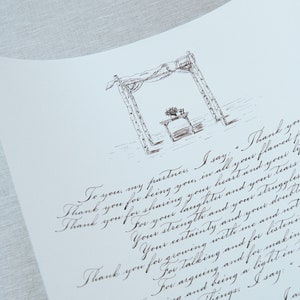 Caligrafía personalizada voto de boda pared arte impresión cita personalizada poema escrito a mano página de las Escrituras dibujo de la foto regalo de aniversario único