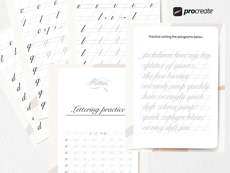 Jumping Cursive Lettering Traceable Workbook Procreate Practice Sheet Handwriting Practice Page ...