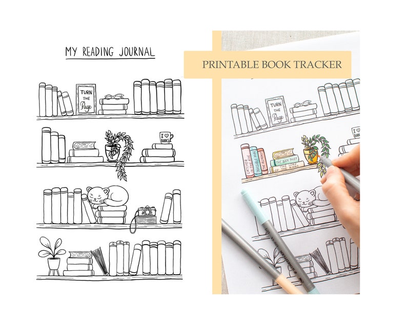2024 Printable Book Tracker Bookshelf Tracker Bookmark Library Card