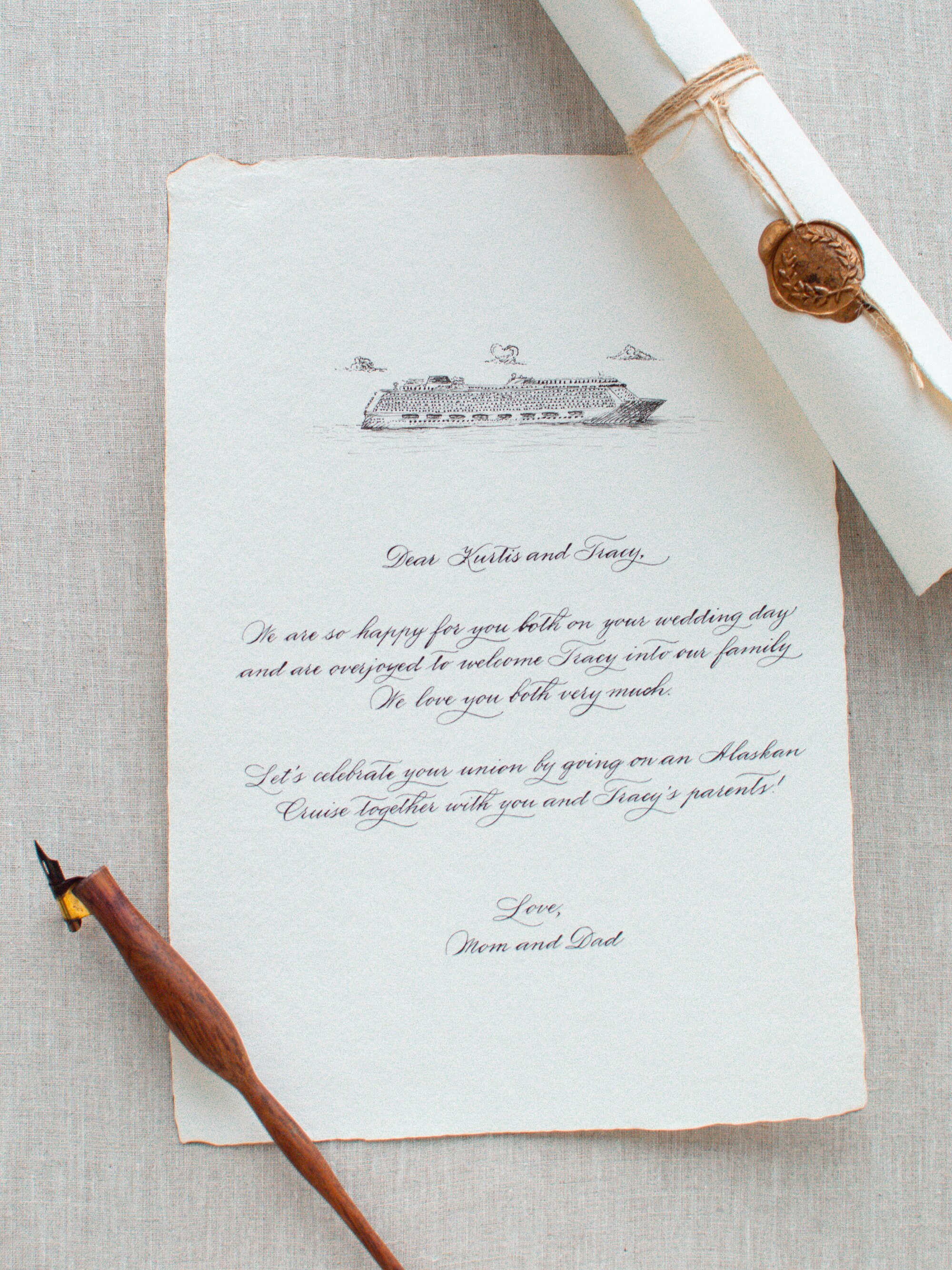 Custom Calligraphy Letter Scroll With Wax Seal Handwritten Love Letter ...