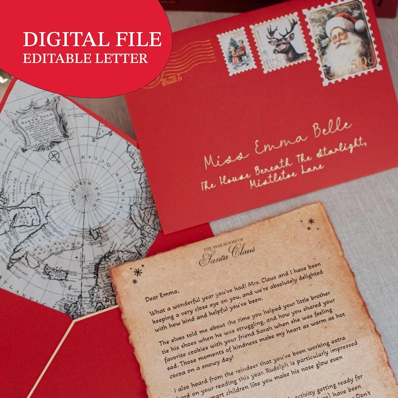 Digital Santa Letter Template Instant Letter From Santa Claus Christmas ...
