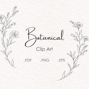 Botanical Clip Art Floral Clipart Hand Drawn Grinalda Linha Clip Art Floral Vector Grinalda Clipart Linho Grinalda Hand Drawn Line Art Clipart