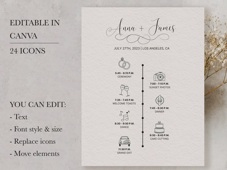 Wedding Schedule Reception Template