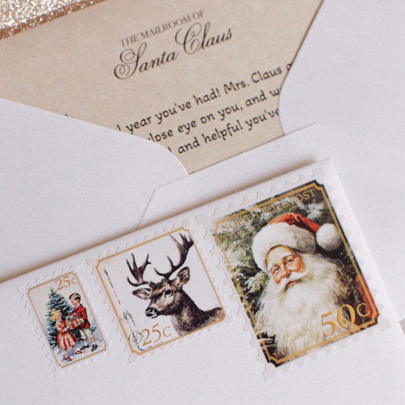 North Pole Post Stamp Christmas Stamp Santa Letter Stamp Sticker Christmas Santa Postal Mark Santa Postal Stamp Santa Mail Stamp Vintage
