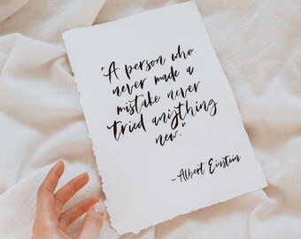 Custom Watercolor Calligraphy Print, Hand-Lettered Quote on Handmade Paper