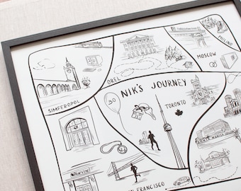 Custom Relationship Timeline Art Print, Milestone Anniversary Gift