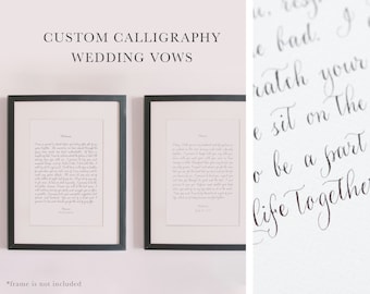 Voto de boda escrito a mano Carta de caligrafía personalizada Papel escrito a mano Regalo de aniversario Caligrafía Carta de amor personalizada Caligrafía Arte de pared