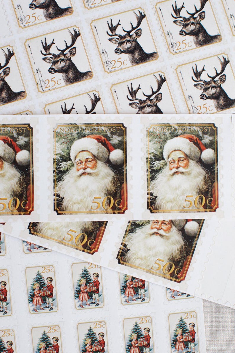 Christmas Stamp Santa Letter Stamp Sticker Christmas Santa Postal Mark Santa Postal Stamp Santa Mail Stamp Vintage North Pole Post Stamp