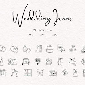 Icono de boda SVG Imágenes Prediseñadas de boda Icono de línea de tiempo de boda Símbolo de boda Elemento gráfico dibujado a mano Icono de invitación de boda Gráficos de boda