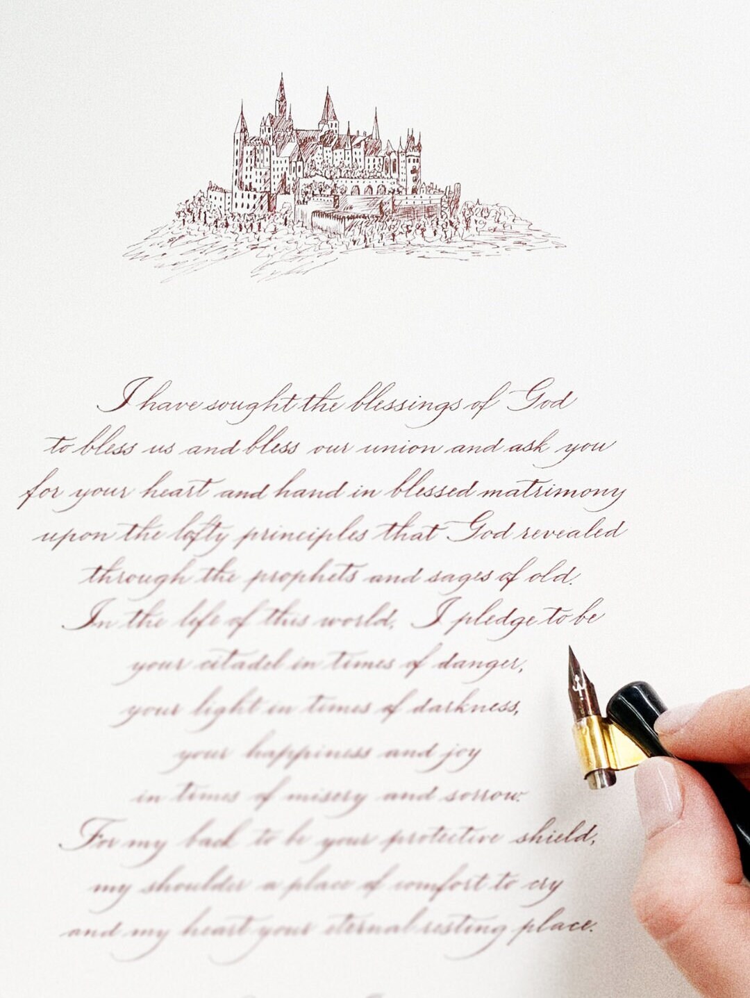 Service Caligraphy Custom Calligraphy Copperplate Service Handwritten Wedding Vow Letter ...