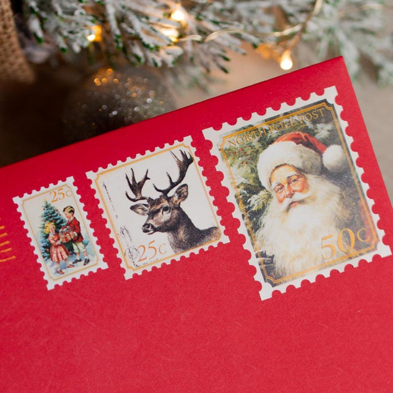 Christmas Stamp Santa Letter Stamp Sticker Christmas Santa Postal Mark Santa Postal Stamp Santa Mail Stamp Vintage North Pole Post Stamp