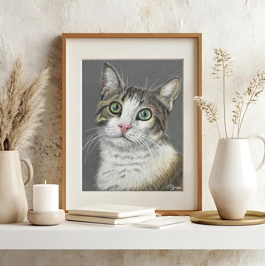 Custom Hand Drawn Pet Portrait From Photo Personalized Custom Wall ...