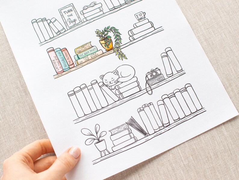 Printable Book Tracker Bookshelf Tracker Bookmark Library Card - Etsy