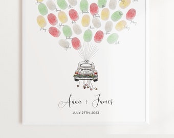 Fingerprint Guest Book Wedding Tree Finger Print Wedding Guest Book Balloons Just Married Thumbprint Balloon Wedding Decor Fingerprint Tree