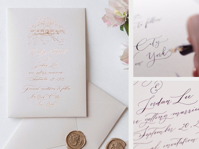 Handpainted Couple Invitation Watercolor Wedding Invite Custom Wedding ...