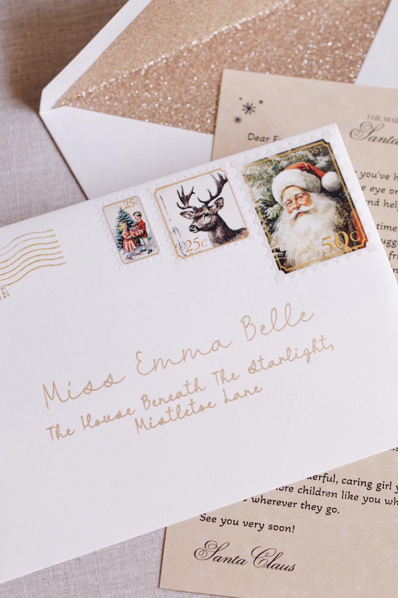 North Pole Post Stamp Christmas Stamp Santa Letter Stamp Sticker Christmas Santa Postal Mark Santa Postal Stamp Santa Mail Stamp Vintage