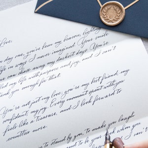 Handgeschreven brief schrijven service aangepaste kalligrafie service bruiloft gelofte liefdesbrief kalligrafie aangepaste kunst verjaardag cadeau brief afdrukken afbeelding 10