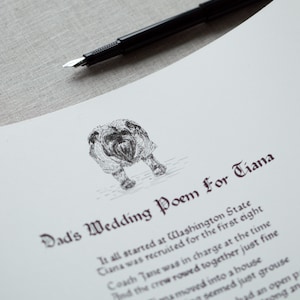 Servicio de caligrafía personalizada Poema de boda escrito a mano Carta de boceto Caligrafía Poema personalizado Caligrafía medieval manuscrita Imprimir membrete