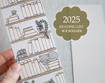 2025 Reading List Bookmark Book Tracker Bookmark Reading List Bookmark Art Library Card Bookmark Gift Bookshelf Bookmark Book Club Bookmark