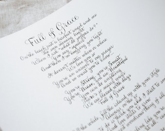 Custom Calligraphy Poem Print, Personalized Letter Art