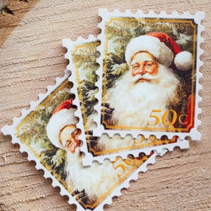 Faux Stamps Download From Santa North Pole Post Pre-Cut Stamp Christmas Stamp Santa Template Stamp Sticker Christmas Postage Holiday Stamp image 12