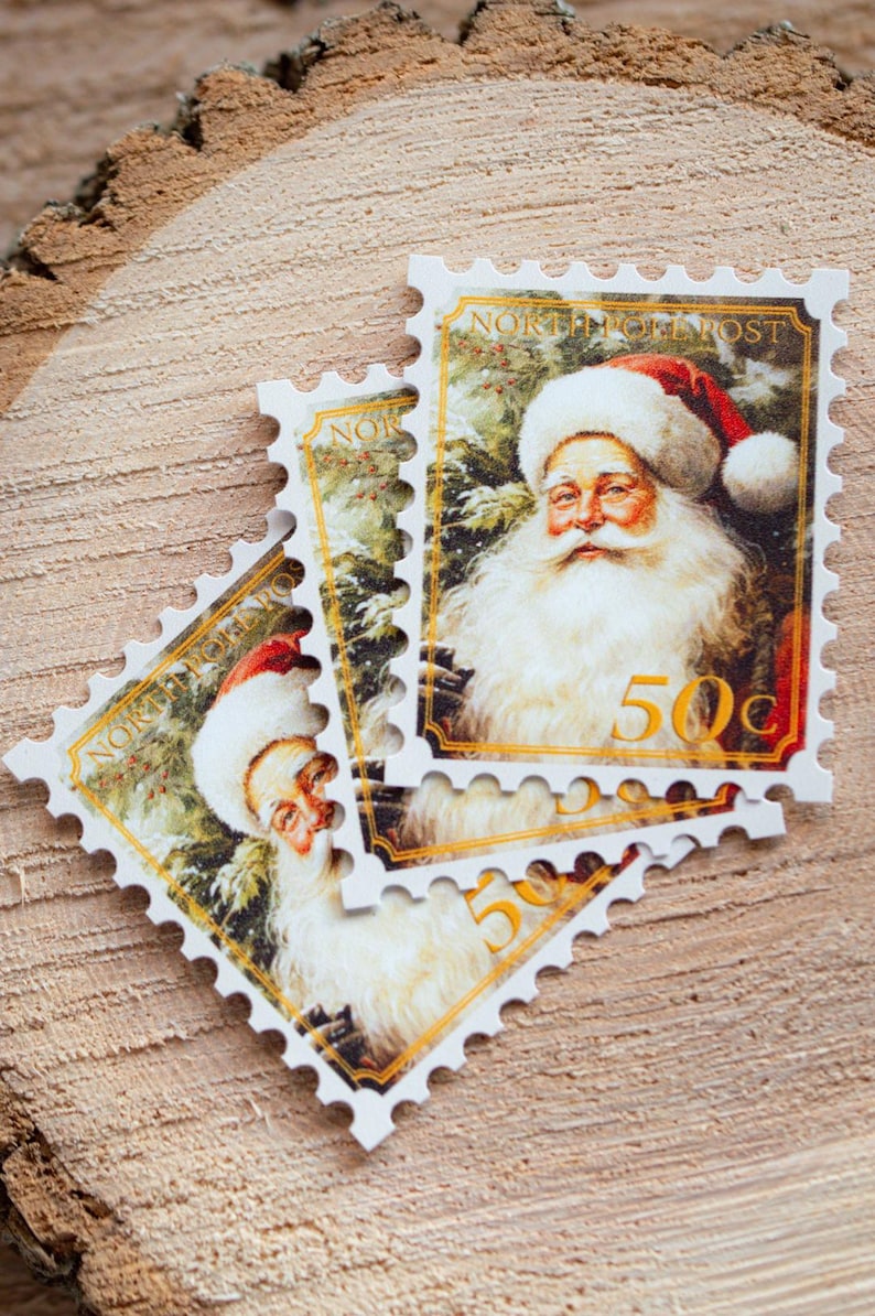 Faux Stamps Download From Santa North Pole Post Pre-Cut Stamp Christmas Stamp Santa Template Stamp Sticker Christmas Postage Holiday Stamp image 12