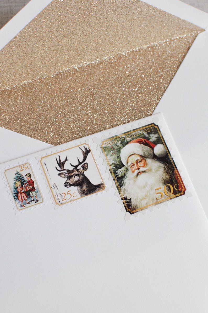 Christmas Stamp Santa Letter Stamp Sticker Christmas Santa Postal Mark Santa Postal Stamp Santa Mail Stamp Vintage North Pole Post Stamp