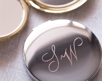 Personalized Engraved Compact Mirror Custom Bridesmaid Gift Hand Engraved Pocket Mirror Name Engraving Gift Engagement Bridesmaid Proposal