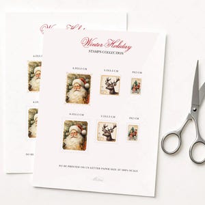 Faux Stamps Download From Santa North Pole Post Pre-Cut Stamp Christmas Stamp Santa Template Stamp Sticker Christmas Postage Holiday Stamp image 2