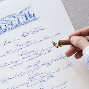 Impresión de caligrafía personalizada Carta manuscrita Nota de caligrafía personalizada Suegro Voto personalizado Encargado Caligrafía Bendición de boda