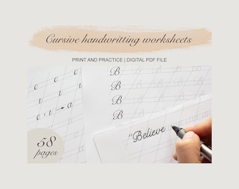 Cursive Handwriting Practice Workbook, Script and Calligraphy (PDF)
