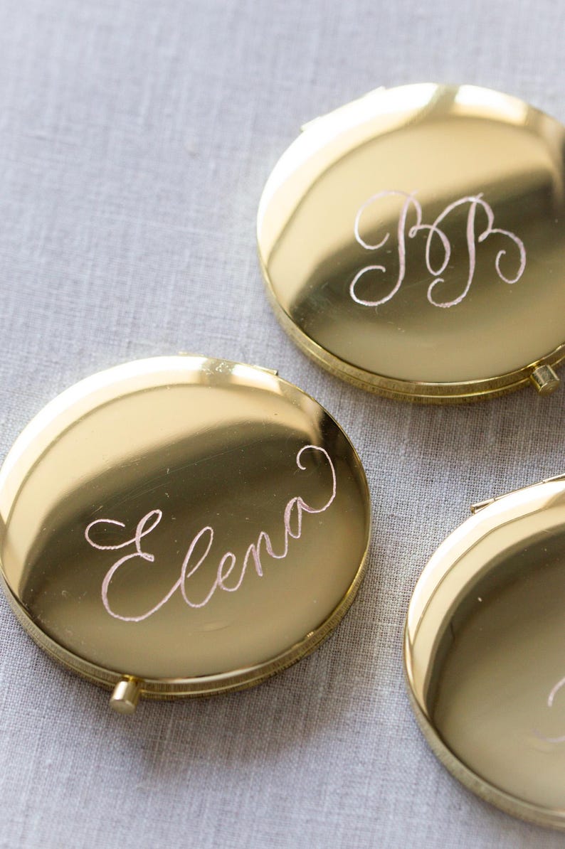 Engraved Compacts Personalized Engraved Wedding Compact Mirror Custom Bridesmaid Gift ...