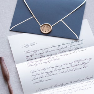 Servicio de escritura de cartas manuscritas Servicio de caligrafía personalizado Voto de boda Carta de amor Caligrafía Arte personalizado Carta de regalo de aniversario Impresión imagen 2