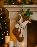 Personalized fabric Santa boot with name \u2013 Christmas stocking for children & family