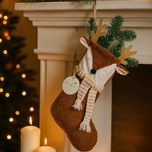 Personalisierter Nikolausstiefel aus Stoff mit Namen – Weihnachtsstrumpf für Kinder & Familie